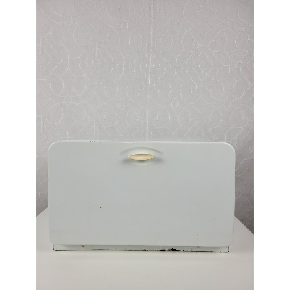Vintage KCO Canada Bread Box White MCM Metal Retro Kitchen Storage Countertop